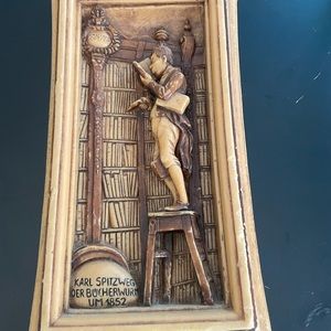 Vintage of Wax Carving The Bookworm by Karl Spitzweg